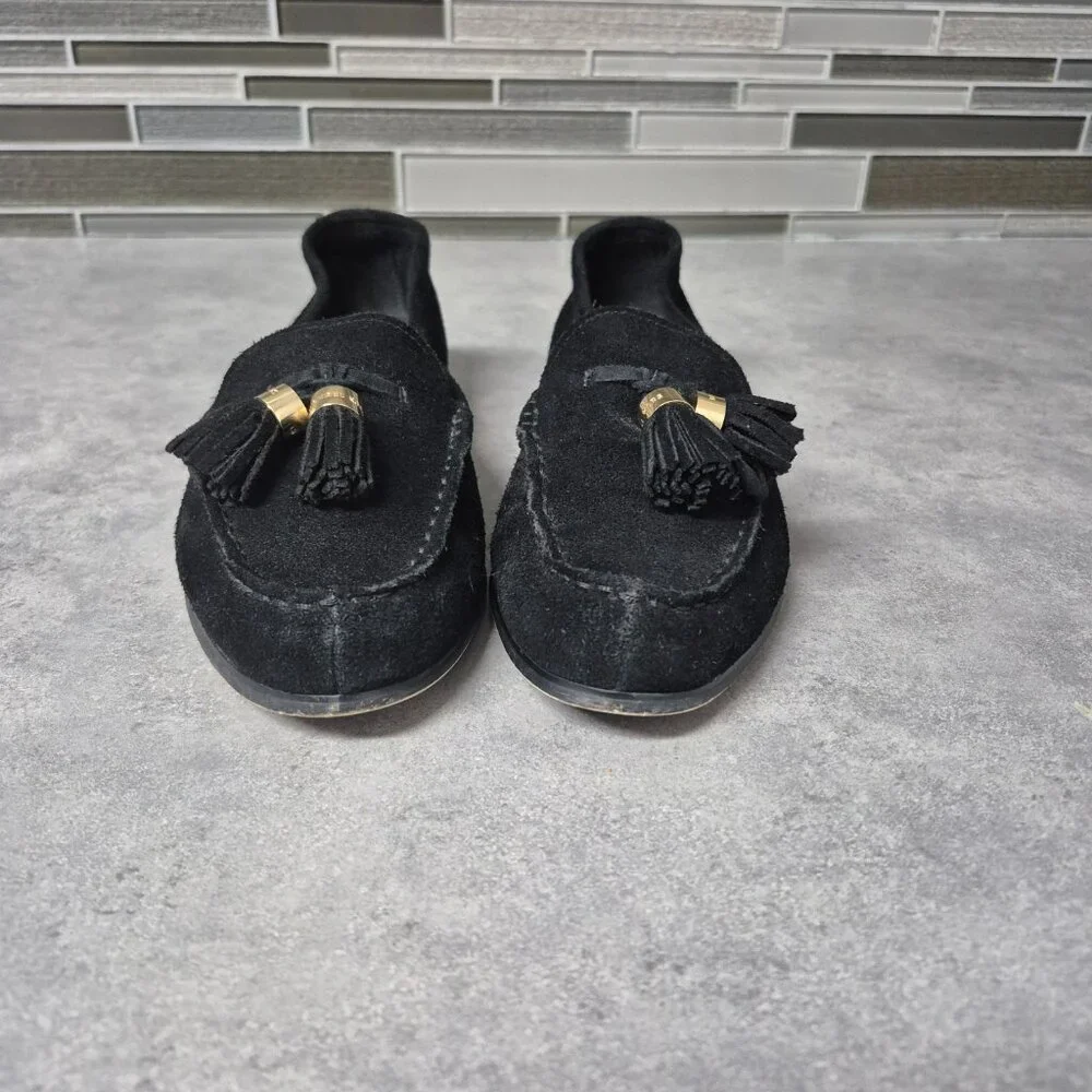 7 Michael Kors Black Suede Tassel Loafers - Picture 3 of 9